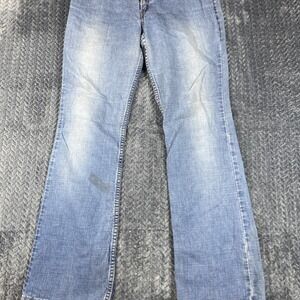 Levi's 518 Women's 9 Jr Blue Denim Superlow Boot Cut Stretch Jeans Light Wash